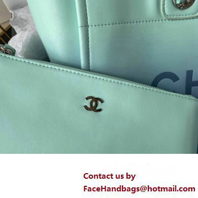 Chanel Shaded Calfskin  &  Silver-Tone Metal Shopping Bag AS3351 Turquoise  &  Blue 2024